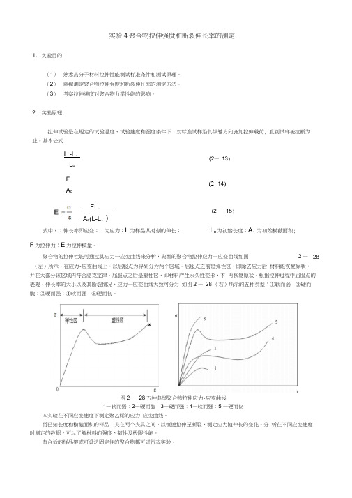 实验4聚合物拉伸强度和断裂伸长率的测定