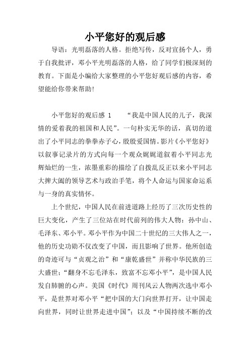 小平您好的观后感