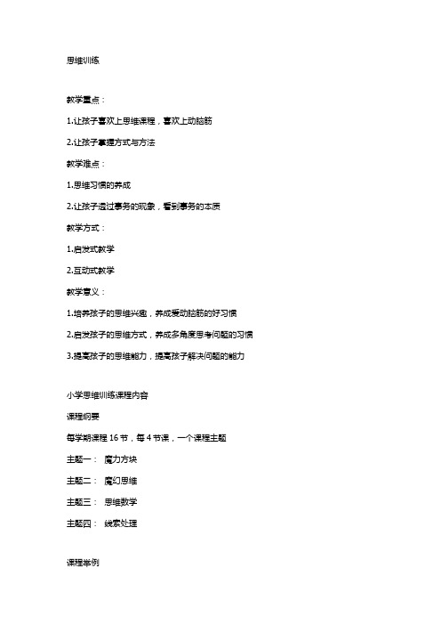 思维训练课程简述