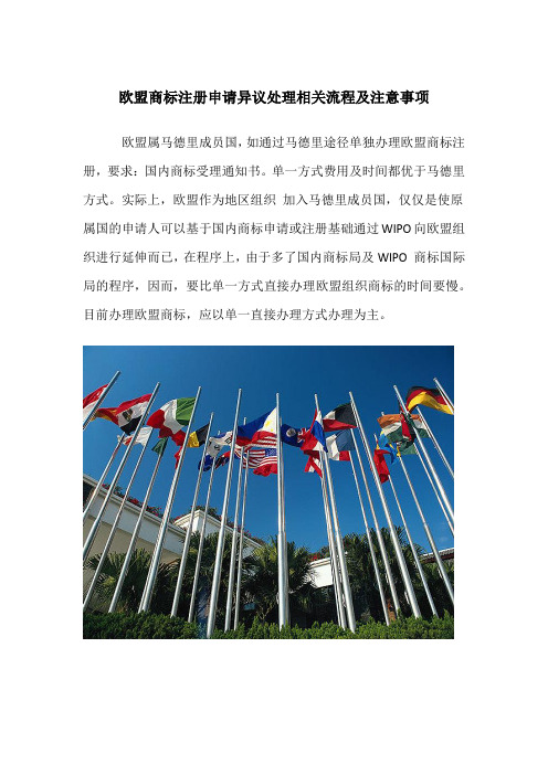 欧盟商标注册申请异议处理相关流程及注意事项