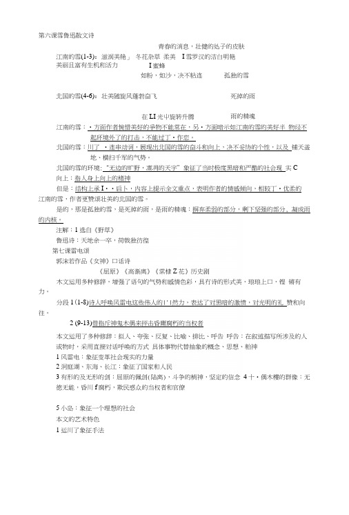 [讲解]义务教育实验教科书《语文》八年级下册第二、五、六单元复习提纲.docx