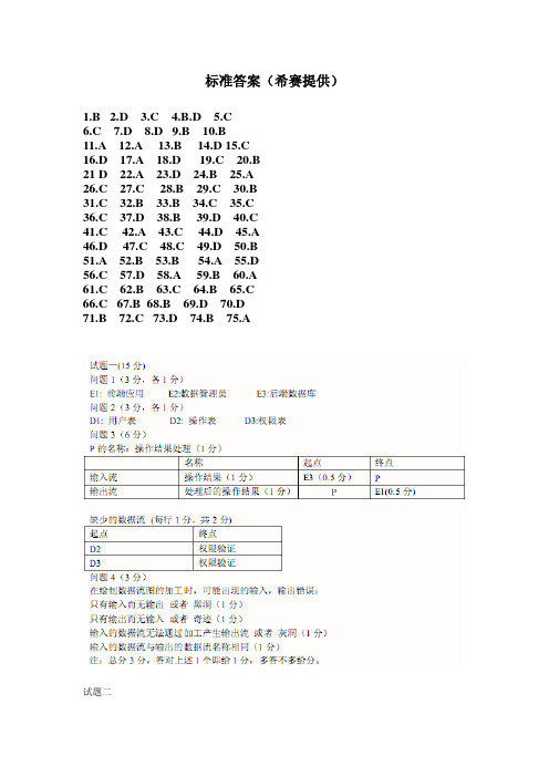 2010年上半年软考软件设计师考试试题及答案