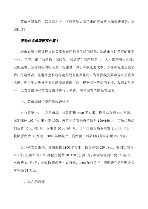 菜价格市场调研报告[修改版]