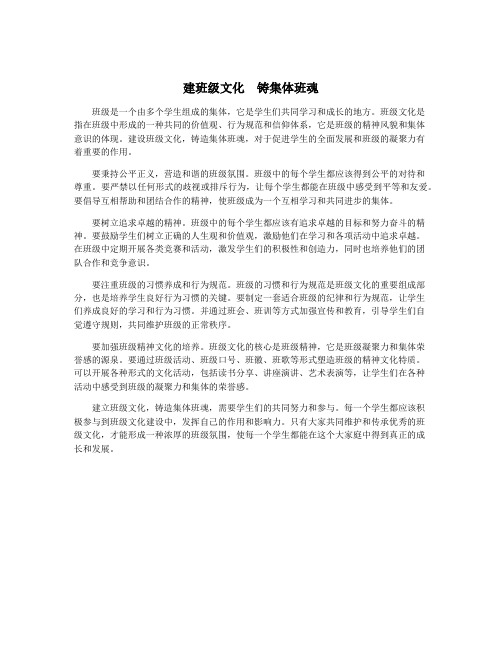 建班级文化 铸集体班魂