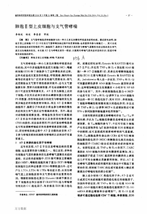 肺泡Ⅱ型上皮细胞与支气管哮喘