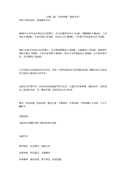 济南二模：“点亮青春,领航未来”