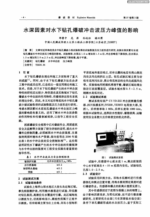 水深因素对水下钻孔爆破冲击波压力峰值的影响
