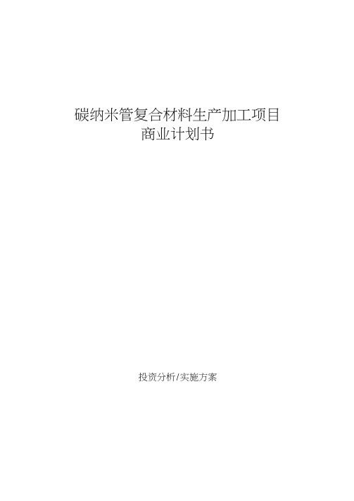 碳纳米管复合材料生产加工项目商业计划书