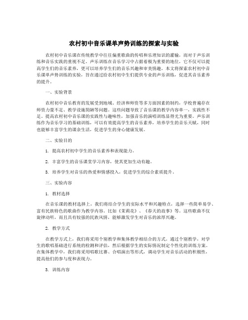 农村初中音乐课单声势训练的探索与实验