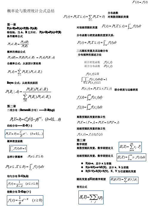 概率论与数理统计超全公式总结