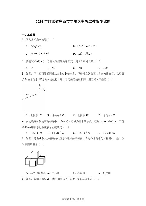 2024年河北省唐山市丰南区中考二模数学试题