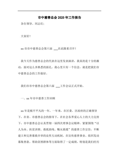 市中慈善总会2020年工作报告