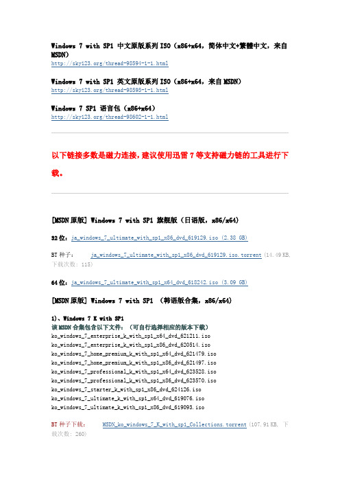 w7系统全集下载地址