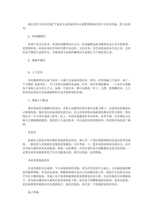 现在有什么好项目做(最新)