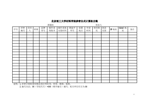 北京理工大学 科研保密常用表格