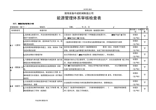 能源管理体系23331_2012审核检查表清单