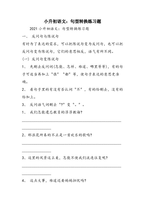 小升初语文：句型转换练习题