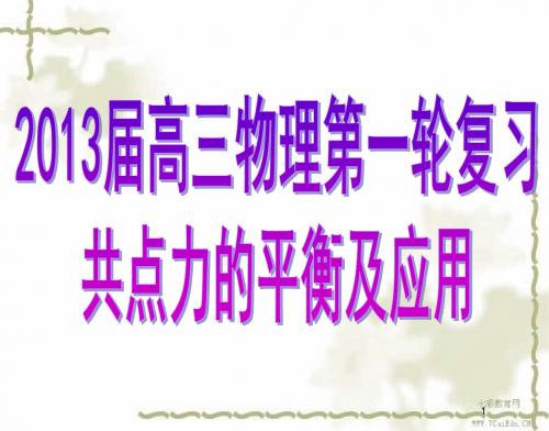 2013届高三物理第一轮复习共点力的平衡(精)