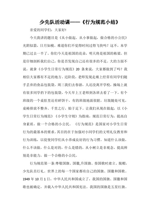 少先队活动课——《行为规范小结》