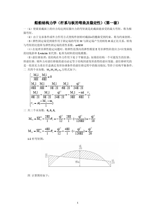 历年船舶结构力学参考答案及解答