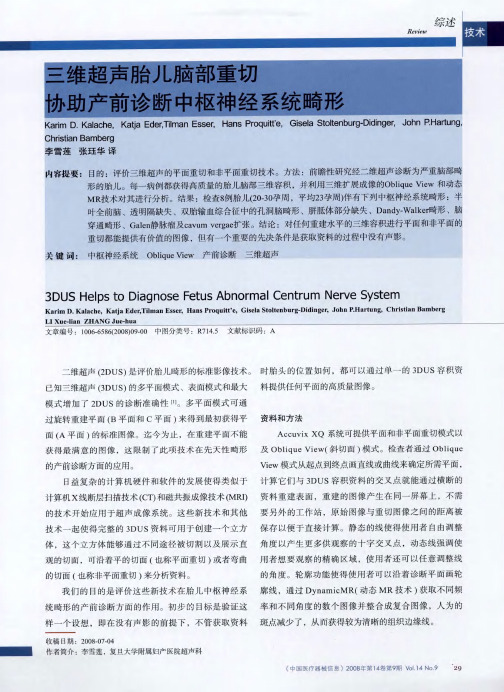 三维超声胎儿脑部重切协助产前诊断中枢神经系统畸形