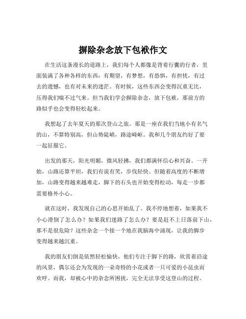 摒除杂念放下包袱作文