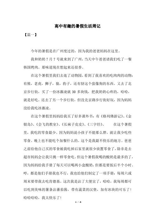 高中有趣的暑假生活周记