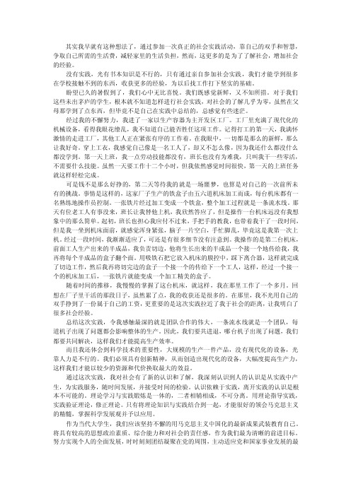 《马克思主义基本原理概论》社会实践调查报告