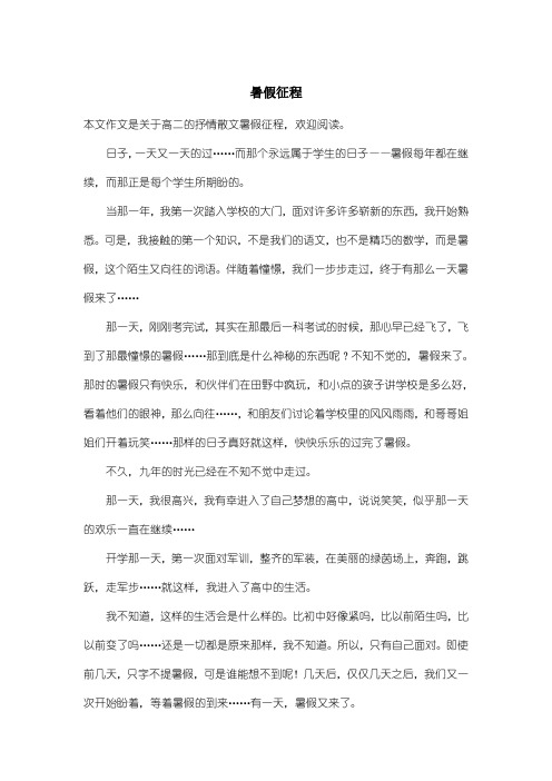 高中高二抒情散文：暑假征程
