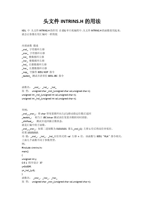 头文件INTRINS.H的用法