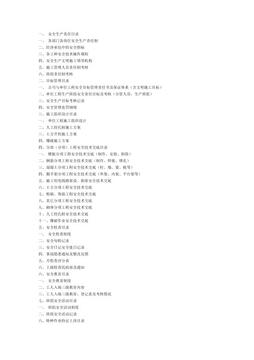 安全资料科目录完整表