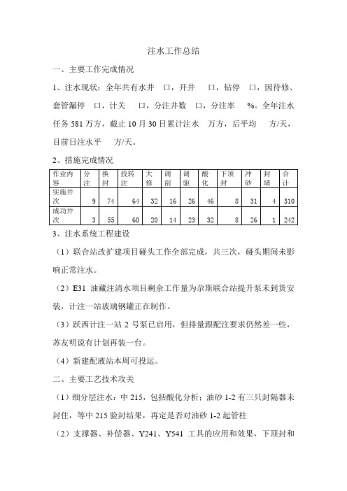 注水工作总结
