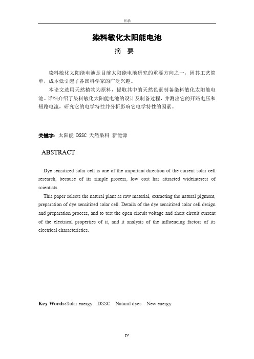 染料敏化太阳能电池毕业设计