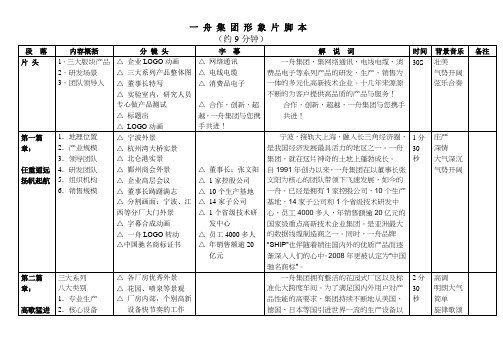 一舟集团宣传片分镜头脚本