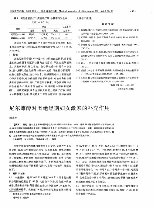 尼尔雌醇对围绝经期妇女激素的补充作用