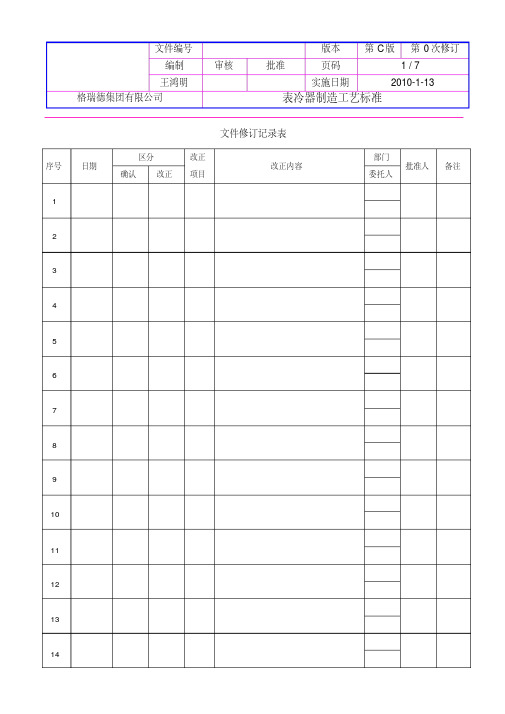 表冷器制造工艺标准