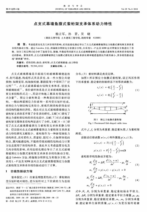 点支式幕墙鱼腹式索桁架支承体系动力特性