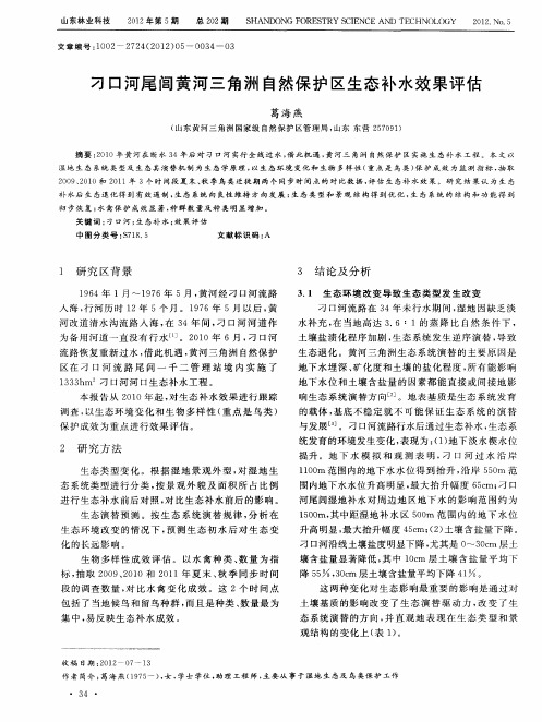 刁口河尾闾黄河三角洲自然保护区生态补水效果评估