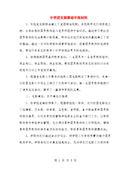 中学团支部事迹申报材料
