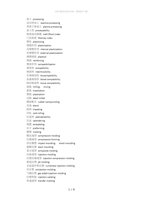 高分子材料专业英语词汇汇总