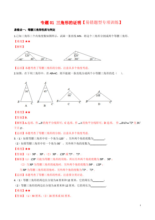 专题01 三角形的证明【易错题型专项训练】解析版