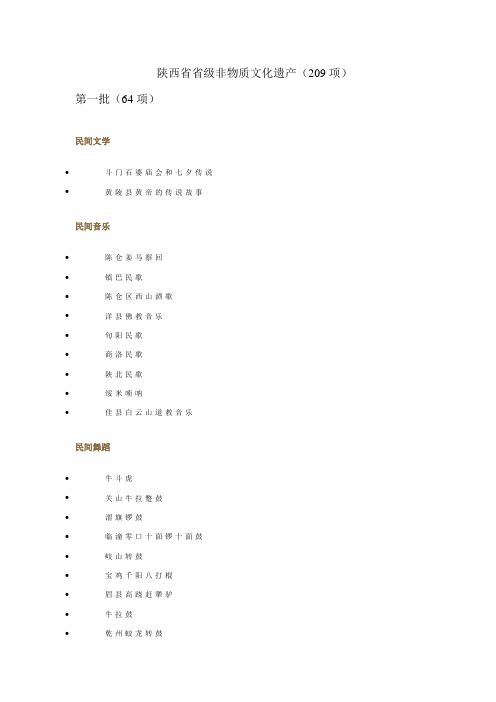陕西省省级非物质文化遗产