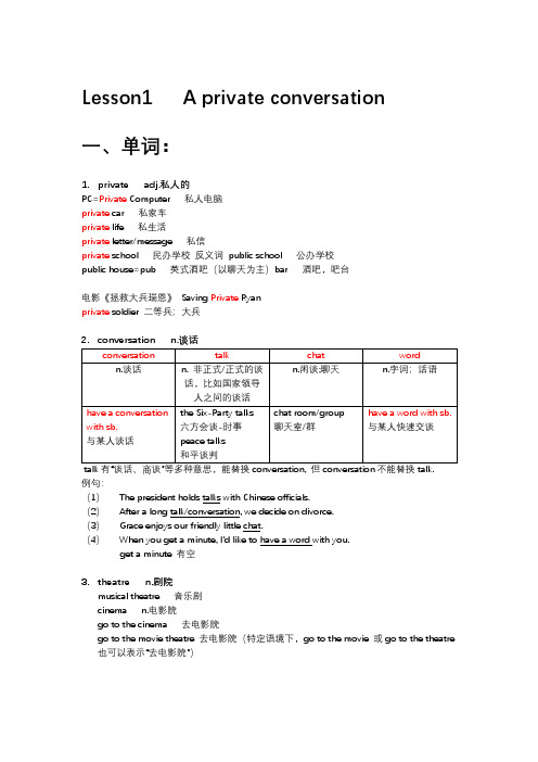 新概念英语第二册lesson 1知识点 A private conversation