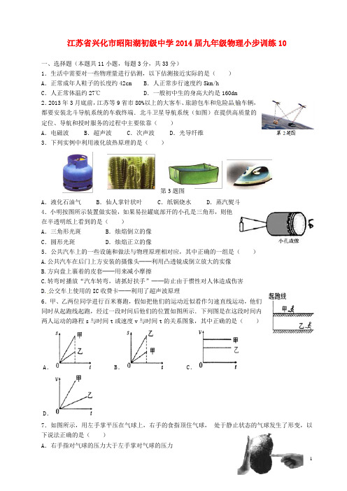 江苏省兴化市昭阳湖初级中学九年级物理小步训练10(无答案) 新人教版