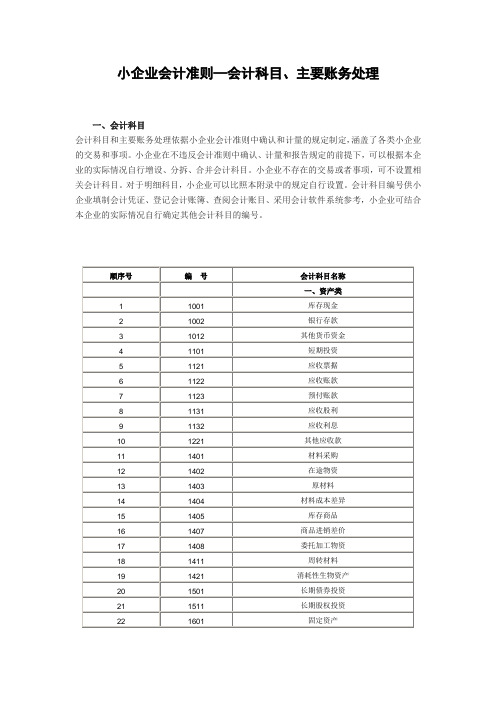 小企业会计准则—会计科目、主要账务处理