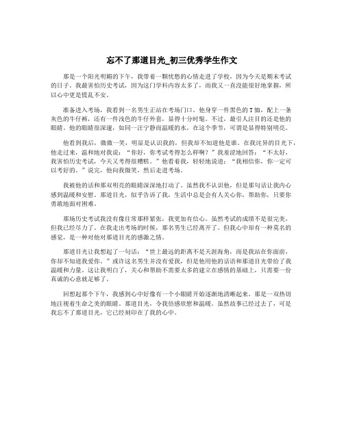 忘不了那道目光_初三优秀学生作文