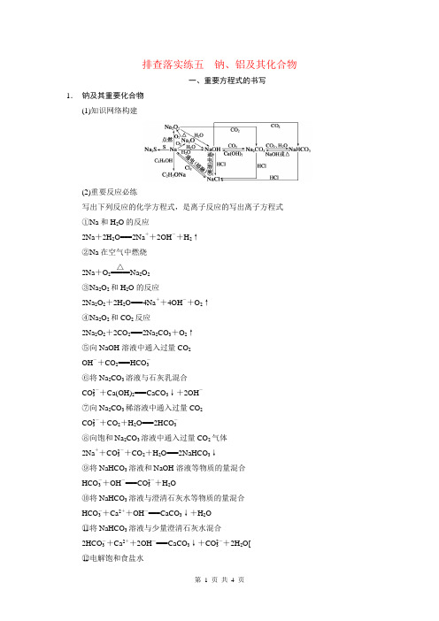 (新课标)2015届高考化学大一轮复习讲义 排查落实练五钠、铝及其化合物