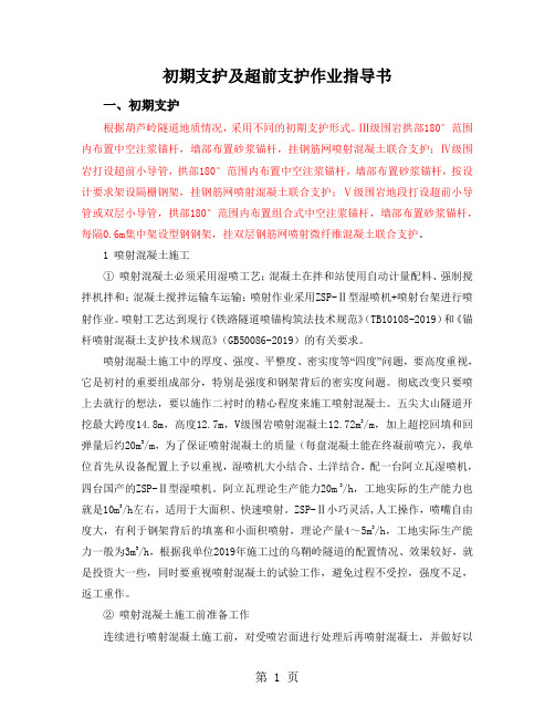 初期支护及超前支护作业指导书16页word文档