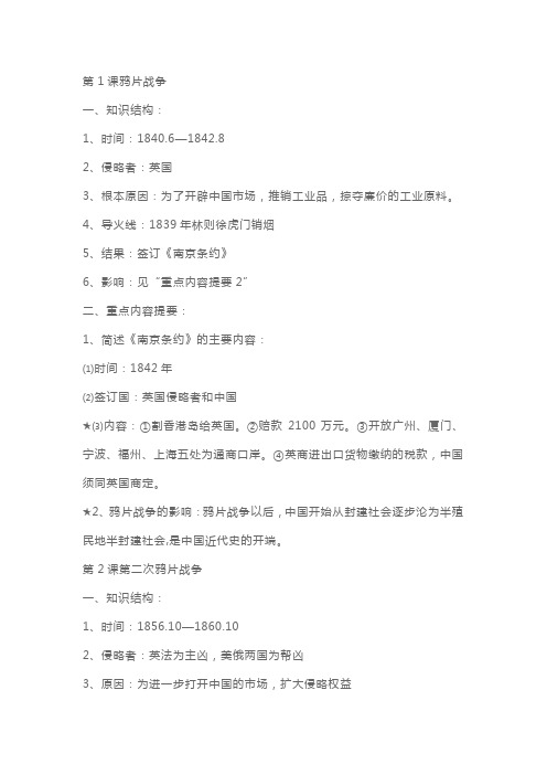 人教版八年级历册复习提纲
