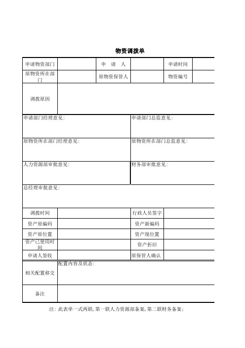物资调拨单